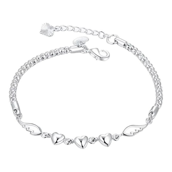 Fdelink a Bracelet Ladies Adjustable Bracelet 925 Sterling Silver Heart Adjustable Bracelet Bracelet Fashion Jewelry Accessories for Party Banquet Wedding Silver
