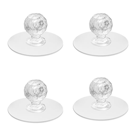 Fdelink Cabinet Door Handle Clear Cabinet Drawer Knobs Diamond Crystal Shaped Pulls Handles for Wardrobe Kitchen Cupboard Bathroom Dresser Furniture Door Window Self Adhesive Drill Self Stick Push
