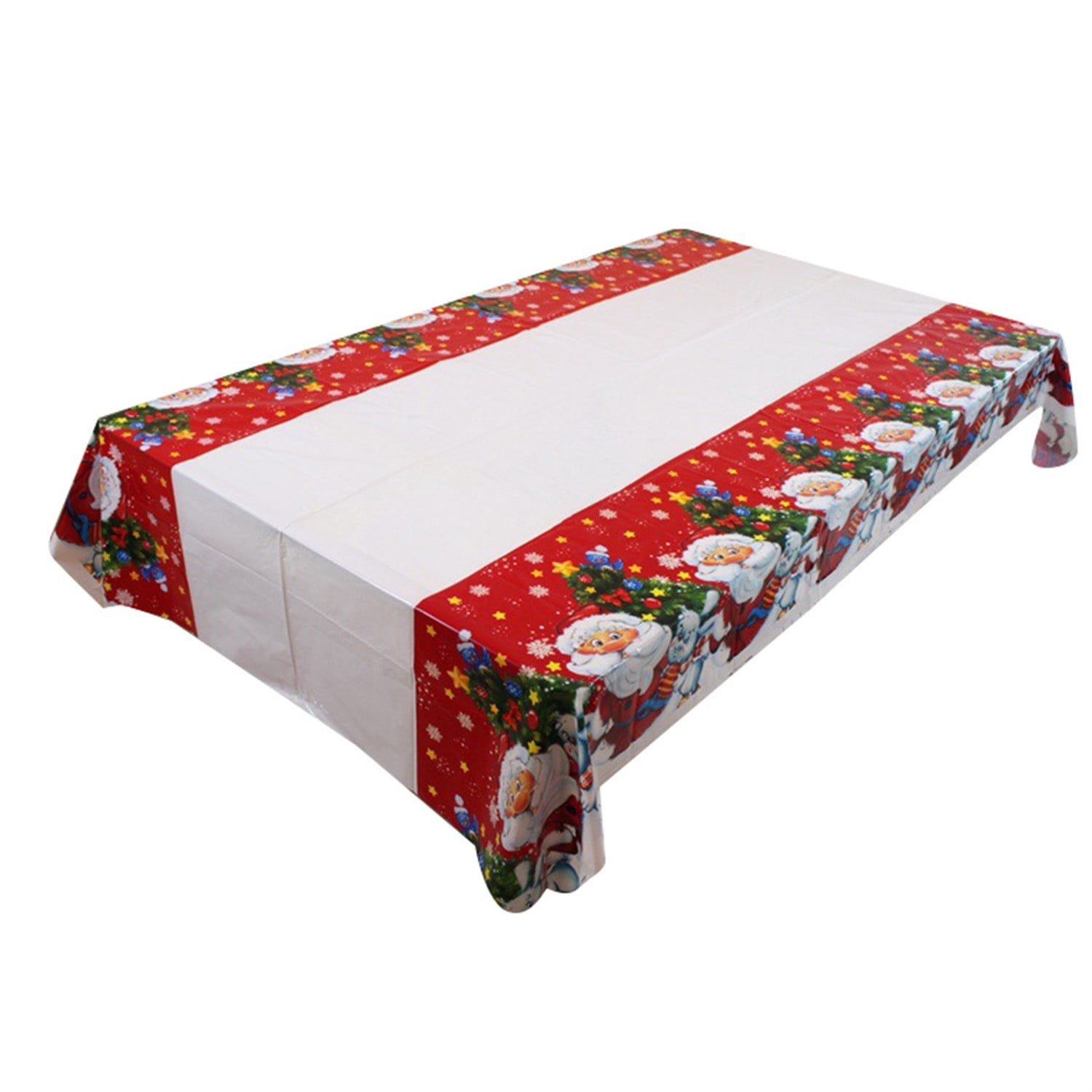 Fdelink Christmas Tablecloth, Disposable PE Plastic Table Linen, White ...