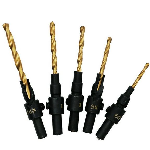 Fdelink Countersink Drill Bit Set,Titanium Wood Bit,Set Countersink Bit Drilling Woodworking Drill Drill Pilot Holes 5Pcs Tools & Home Improvement,5 Piece Kit,1 Set Of Woodworking Countersink Drill