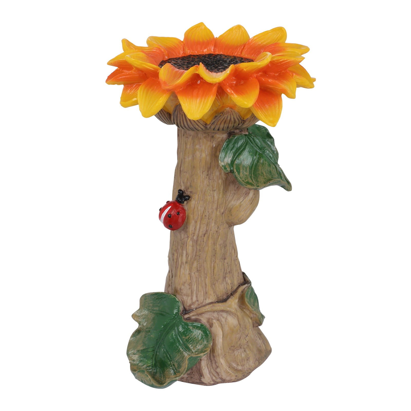 Fdelink Desktop Ornament Garden Bird Feeder Flower Decoration Resin Sunflower Bird Bath Home Decor Water Bath (Yellow)