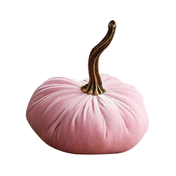 Fdelink Exquisite Handmade Velvet Pumpkins Decor Super Soft Stuffed Pumpkin with Exquisite Pink