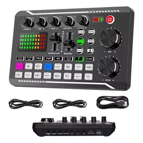 Fdelink F998 Audio Interface,Live Streaming Kit,Live Sound Card with Dj Mixer Effects & Voice Changer Audio Mixer Sound Mixer Board Led Light Voice Changer Sound Card with Multiple Sound Effects