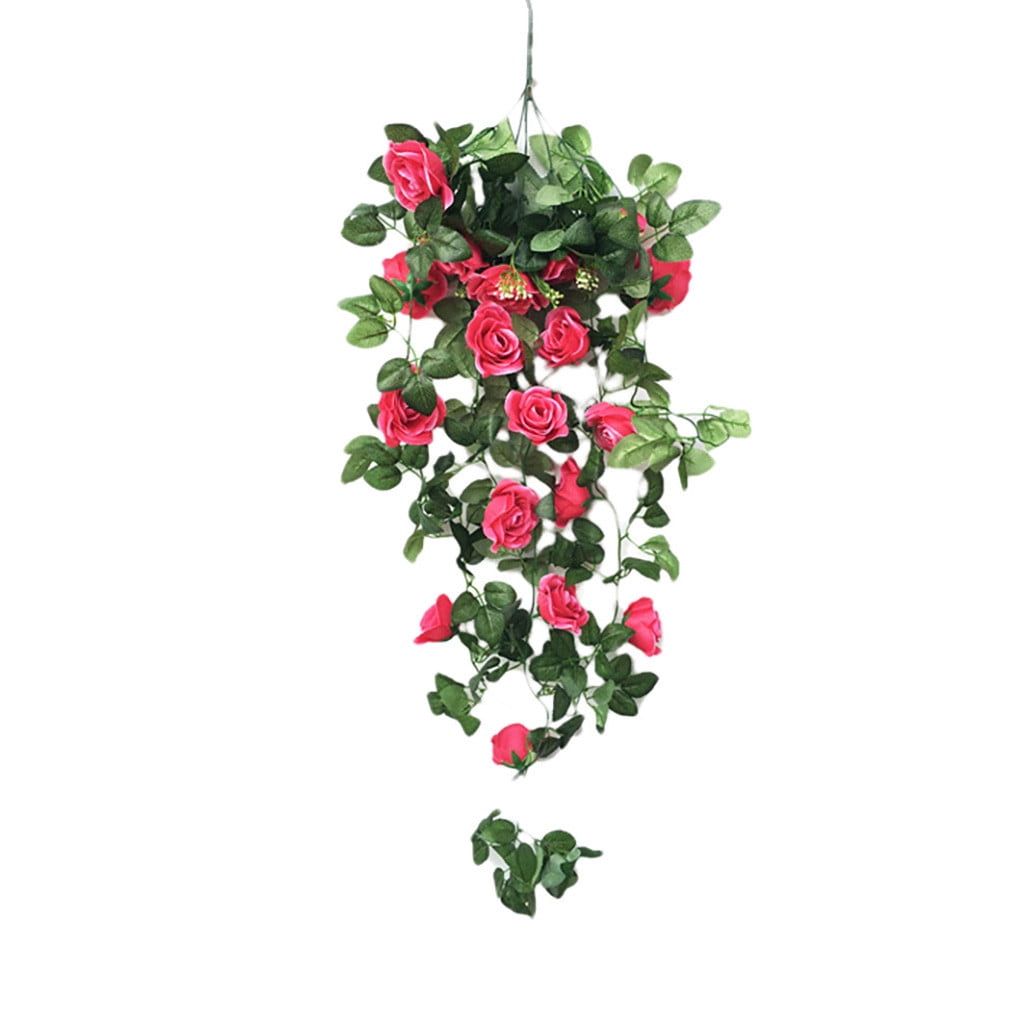 Fdelink Fke Silk Simulation Fake Flower Rose Vine Wall Hanging Flower Orchid Hanging Basket Flower Living Room Balcony Home Decoration Flower Artificial Hot Pink