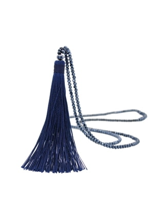 Fashion Necklace Chain Sweater Boho Vintage Women Bead Long Glass Drop Necklace Tassel Necklaces Pendants Dark blue