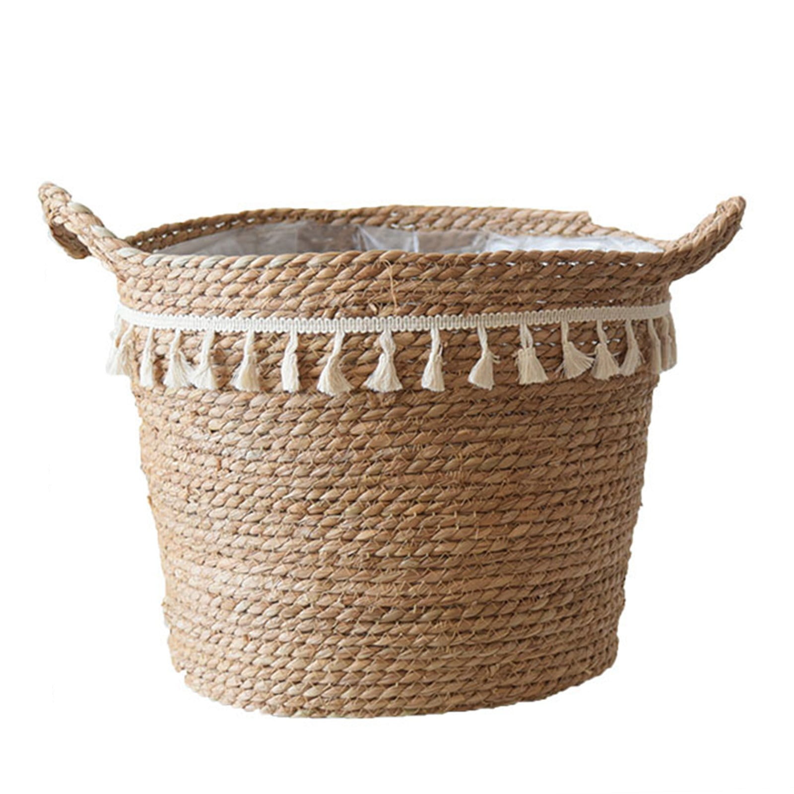Fdelink Flower Pot Seagrass Wicker Basket Flower Pot Folding Basket Storage Basket Decoration