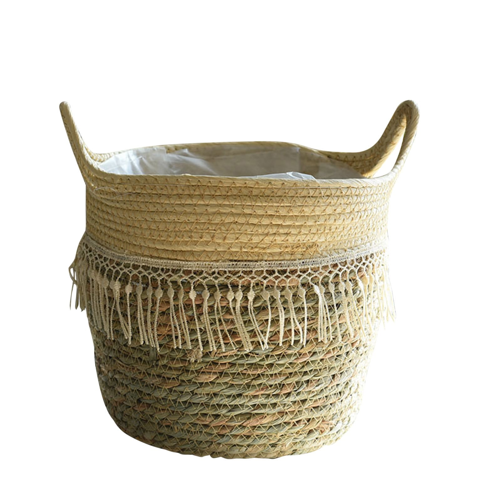 Fdelink Flower Pot Seagrass Wicker Basket Flower Pot Folding Basket Storage Basket Decoration