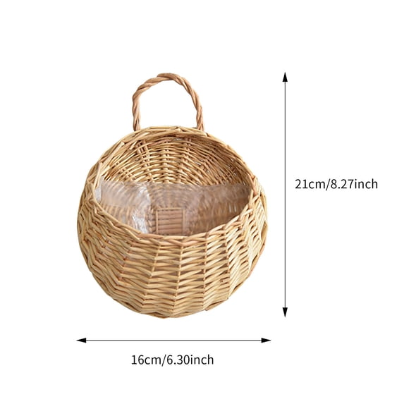 Fdelink Flower Pots Clearance Handmade Woven Hanging Basket Storage Basket, Flower Plants Wall Storage Woven Rope Baskets for Garden, Outdoor, Indoor, Balcony Patio, Home Decor Beige