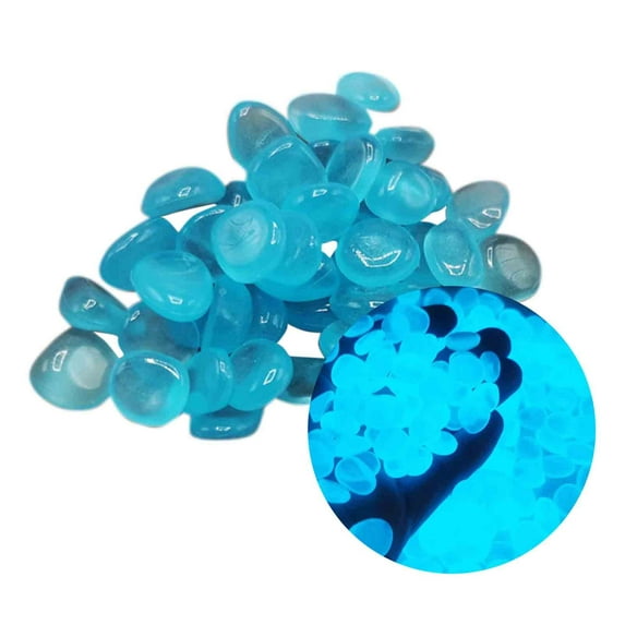 Fdelink Glowing Stones Glow in the Dark Pebbles Luminous Stones Rocks for Garden Aquariums Decor 300Pcs Luminous Stone (Lake Blue)