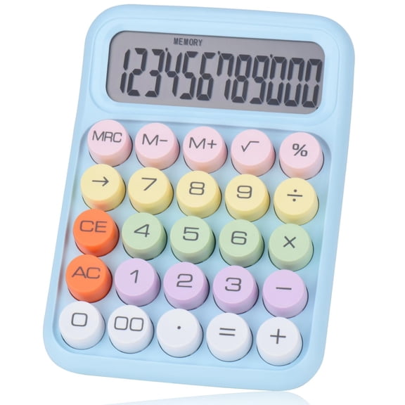 Fdelink High-Value Mechanical Keyboard Calculator Blue,Creative Colorful Candy Colored Electronic Calculator 12 Digit Large Lcd Display and Big Round Buttons Typewriter Mechanical Key Calculator