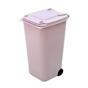 Fdelink Home Textile Storage Mini Plastic Trash Can Storage Bin Desktop Organizer Pen Pencil Holder Mini Trash Bin (Pink)