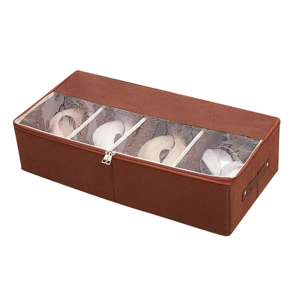 Fdelink Home Textile Storage Transparent Shoe Box Storage Box Space Saving Bed Bottom Shoe Cabinet Household Proof Shoe Organizer Coffee