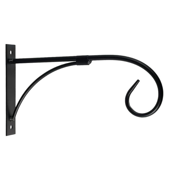 Fdelink Iron Wall Shelf,Black Organizer,Plant Brackets for Hanging Baskets Metal 10" Hanging Planter Flower Pots Bracket Plant Hanger Hook for Bird Feeders Houses Wind Chimes,Decorative Rack