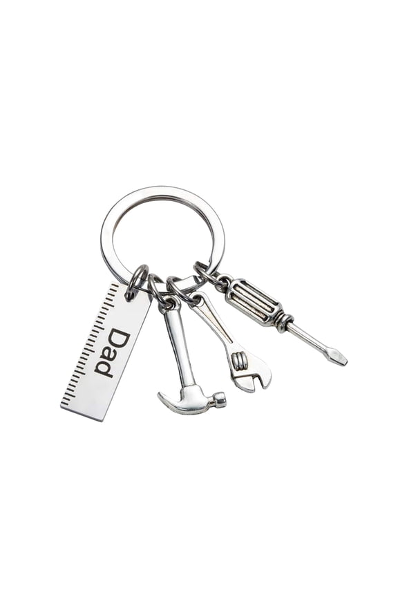 Key Chain with Ruler Hammer Keychain Father’s Gifts Screwdriver for Dad Day Keychains Silver