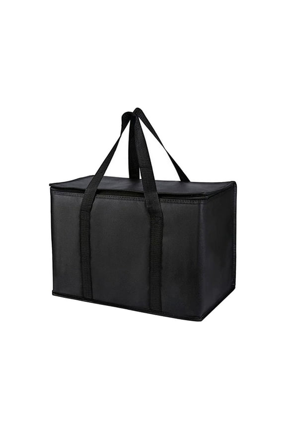 Large Insulated Grocery Bag Black Reusable Bag Hot Zipper Foldable Tote Cooler Hot and Cold Food Transport Camping Recycled Materials Groceries, Food Storage, Storage Rack