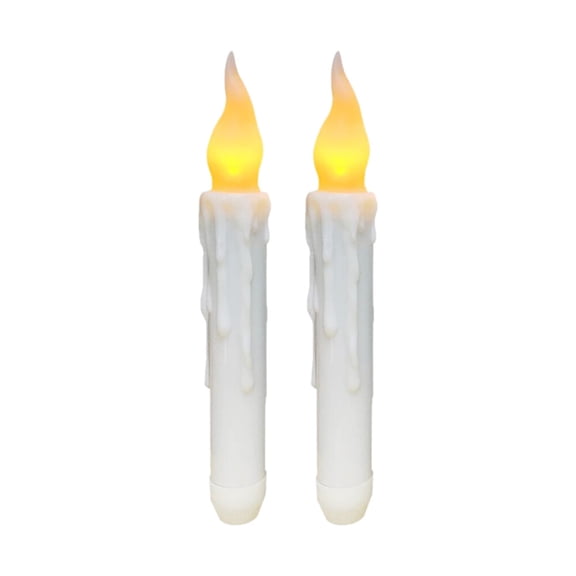 Fdelink Led Lights Operated Flameless Battery 2PCS Candles LED Lights Taper Kitchen，Dining & Bar White
