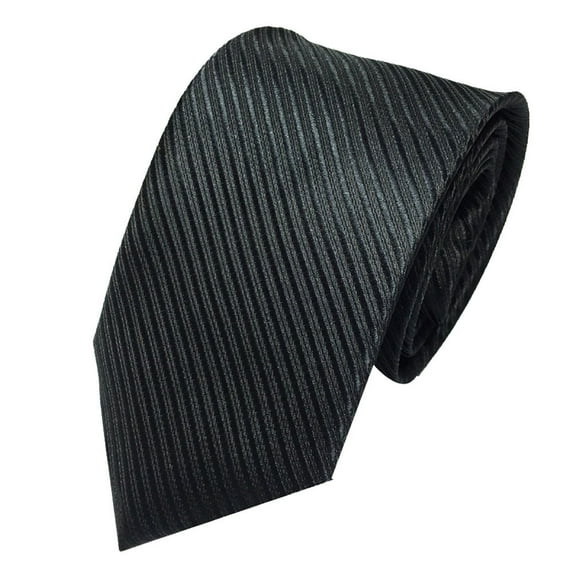 Fdelink Mens Classic Jacquard Woven Striped Necktie, Black