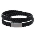 thumbnail image 1 of Fdelink Ms Bracelet Braided Bracelet Made of Leather in Black Or Brown â Men's Bracelet with Clasp Made of Stainless Steel Leather Bracelet Men Including Extra Link Black, 1 of 1