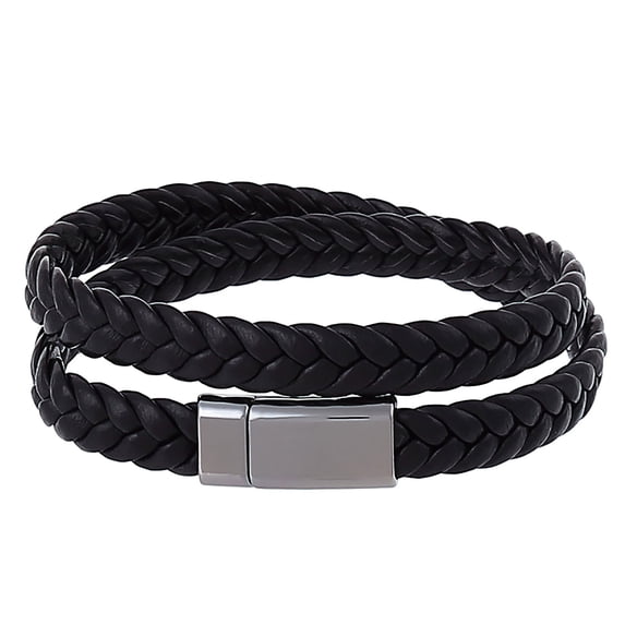 Fdelink Ms Bracelet Braided Bracelet Made of Leather in Black Or Brown â Men's Bracelet with Clasp Made of Stainless Steel Leather Bracelet Men Including Extra Link Black