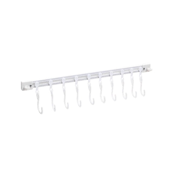 Fdelink Multifunctional Hook for Slide Rail A,Multifunctional Slide Rail Hook Key Hook Track Wall Mounted Kitchen Utensil Rack with 10 Hooks Hanging Pot Rack Hanger Adhesive Coat Hook Rail