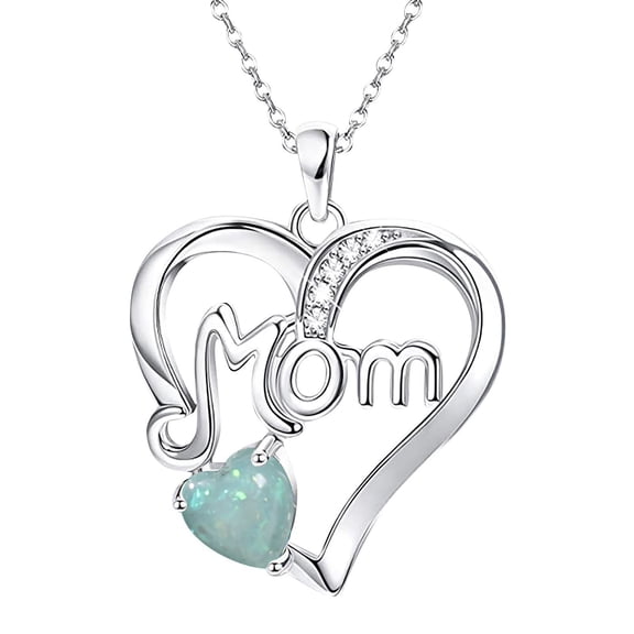Fdelink Necklace 1 MOM Letter Heart Pendant Mother's Day Birthday Gift Necklace
