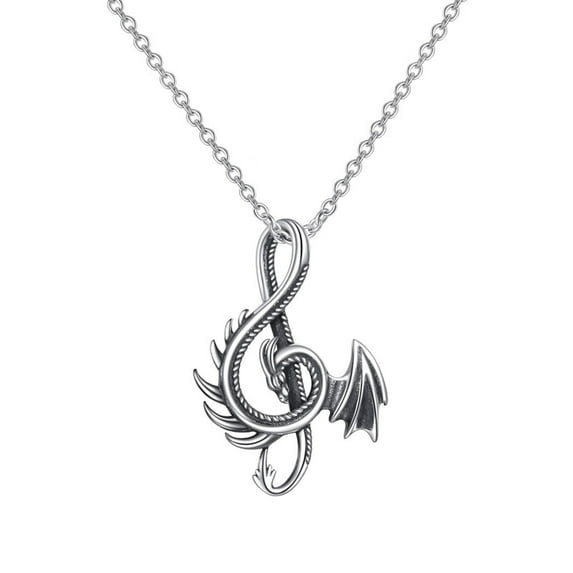 Fdelink a Necklace Unique Matching Dragon Wing Love Heart Pendant Necklace Couple Family Friendship Necklace Jewelry Gift for Women Men Lovers Dragon Heart Symbolize of Love Necklace Silver