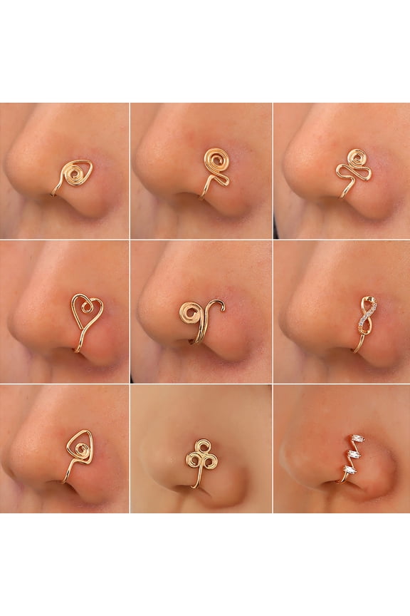 Nose Clip Nose Cuff Non Piercing Faux Nose Rings Hoop Fake Piercings Adjustable Clip On Nose Cuff for Women Men
