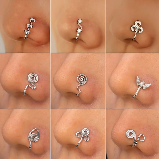 Fdelink Nose Clip Nose Non Piercing Nose Rings Hoop Piercings Adjustable Clip On Nose for Women Men