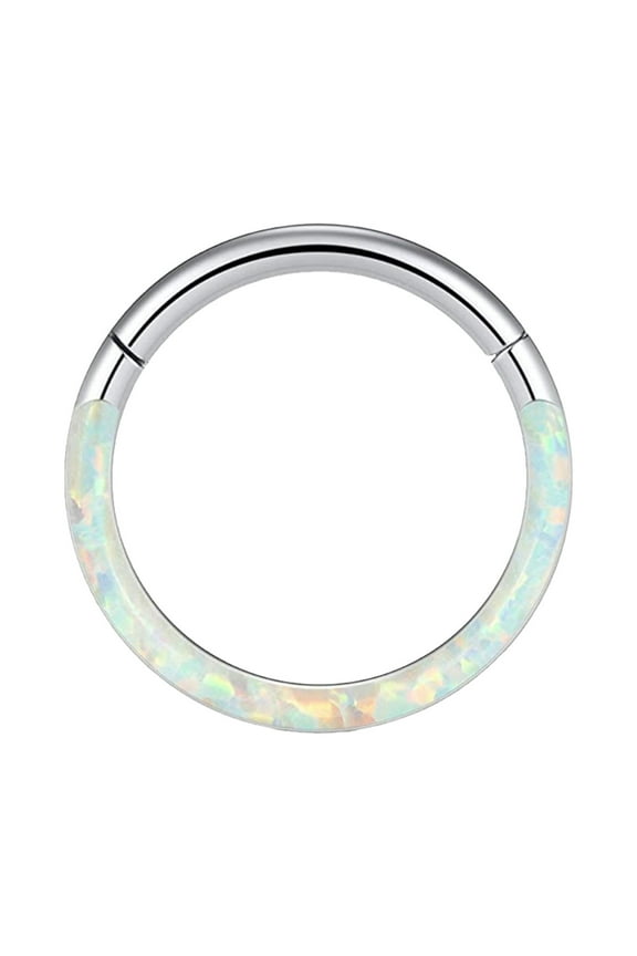 Nose Ornament 16G Opal Septum Rings Hoop Nose Ring Lip Rings Stainless Steel Hinged Segment Ring Seamless Ring Cartilage Earrings Hoop Tragus Septum Piercing Jewerly