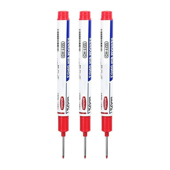 Fdelink Pen, Pencil Curler, 3 Pack of Long Head Deep Hole Markers Color Markers Woodworking Ink Markers for Bathroom Carpentry (5 Colors)2Ml