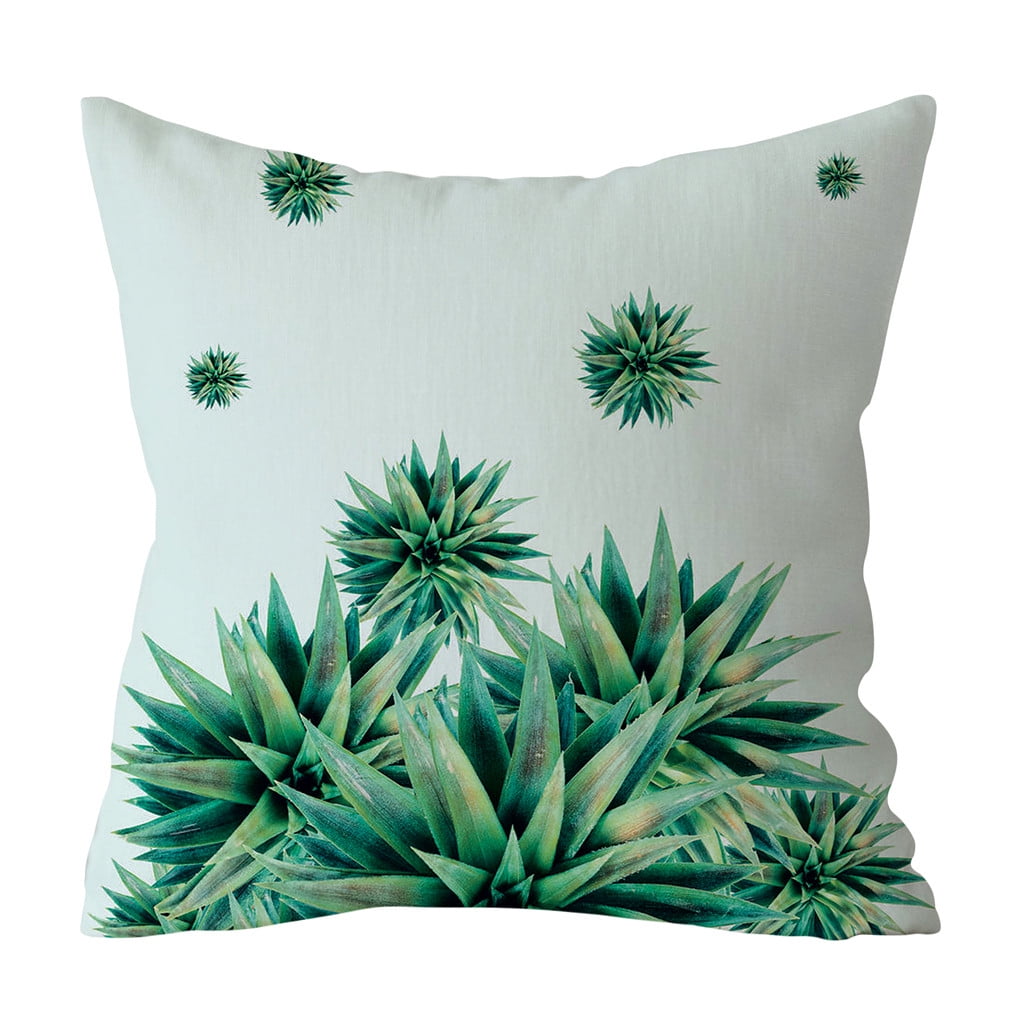 Fdelink Pillow Case Green Leaf Printed Pillow Case Polyester Sofa Car