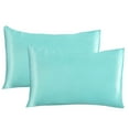 thumbnail image 1 of Fdelink Pillow Cases Clearance Silk Pillowcases 2 Pack for Hair and Skin Both Sides Proof Soft Breathable Smooth Silk Pillow Cover Green, 1 of 4