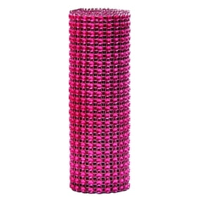 Fdelink Rhinestone Ribbons 24 Rows Shiny Diamond Rhinestone Mesh Wrap Roll Mesh Drill Hot Pink