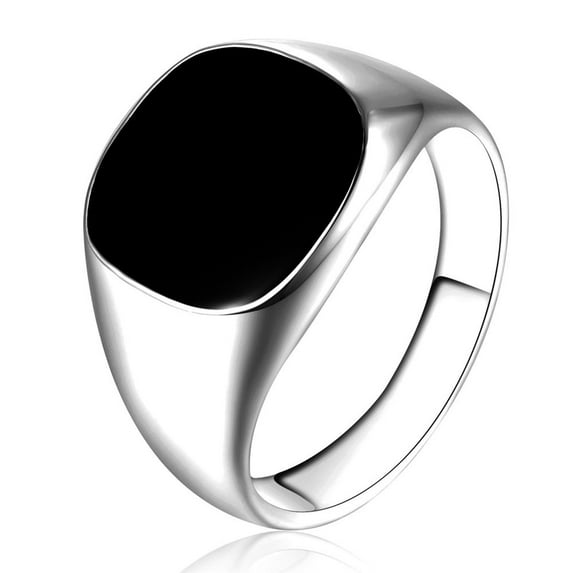 Fdelink Ring Solid Polished Copper Band Biker Men Signet Ring Black Silver 9