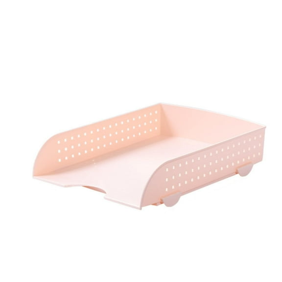 Fdelink Small File Tray,Pink Organizer,Small Fresh Creative Single Layer Can Assemble File Disk File Rack,Stackable Desk Tray,1*Storage Rack