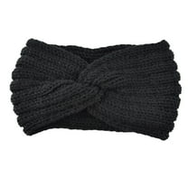 Fdelink Soft Stretch Ear Warmer Headband Women Winter Cable Knit Headbands Hairbands, Head Hairband (Black)