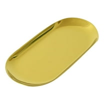 Fdelink Stainless Steel Decorative Tray Jewelry Dish Cosmetics Organizer Bathroom Clutter Serving Platter Small Storage Tray Oval, Storage Organizer, Storage Racks and Shelving
