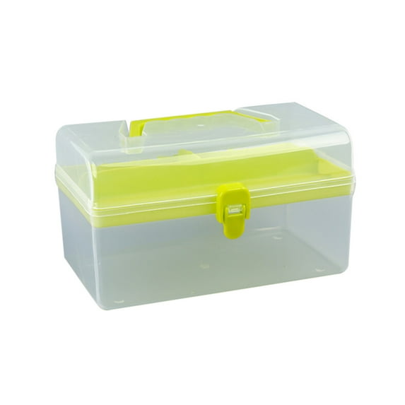 Fdelink Storage Containers Clear Multipurpose Portable Handled Organizer Storage Box Yellow