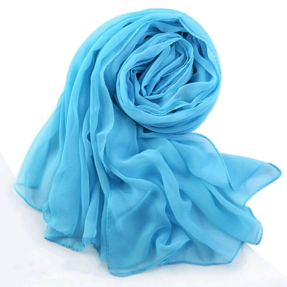 Fdelink Thin Lady Beach Shawl Girls Chiffon Wrap Scarves Women Scarf Soft Long Scarf, Winter Scarf (Sky Blue)