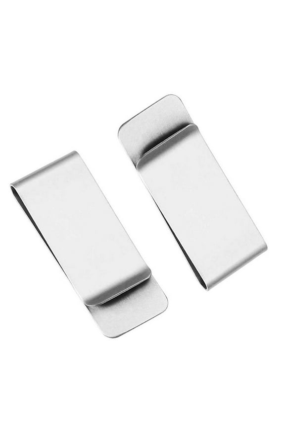 Unisex Stainless Steel Slim Metal Money Clip Set, Silver, 2 -Piece