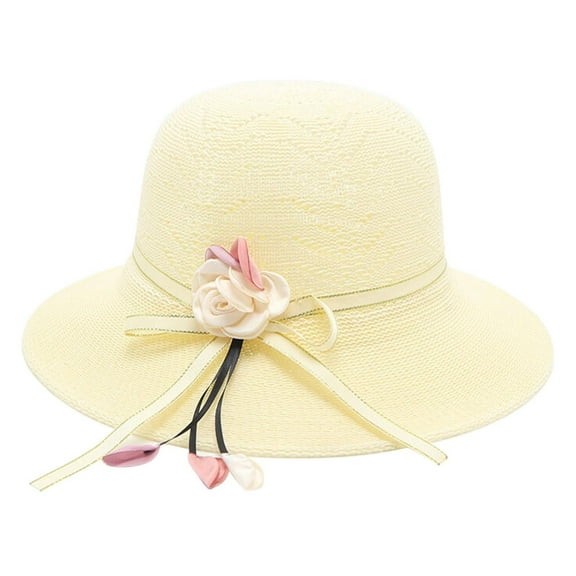Clearance! Fdelink Sun Hat Sun UV Protection Hat Women's Travel Small Fresh Big Gets Beach Sun Sun Cool Hat Seaside Sun Hat Sunshade Hat Yellow