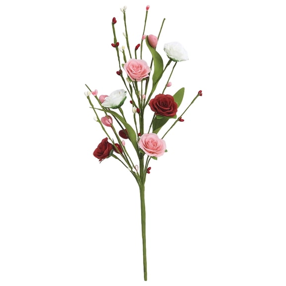 Fdelink Valentine's Day Decorations, 17-Inch Valentine's Day Floral Arrangement, Artificial Red and White Roses and Berry Flowers, Centerpiece for Valentine's Day Wedding Candlelight Dinner