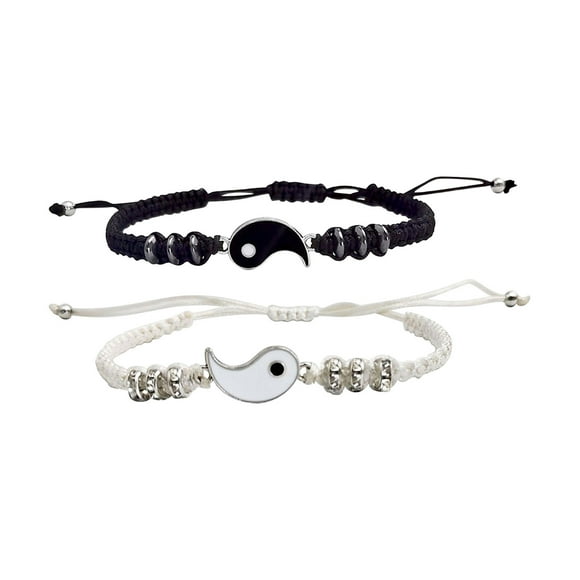 Fdelink Valentine's Day Gift for Woman or Man a Bracelets Best Friend Bracelets 2 Matching Yin and Yangs Adjustable Rope Bracelets for Friendship Relationship Boyfriend Girlfriend Gift