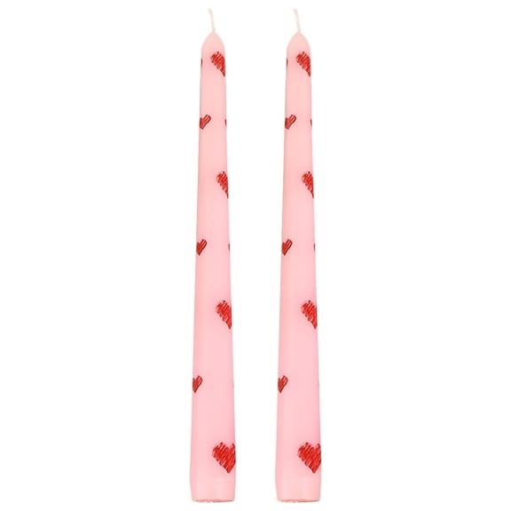 Fdelink Valentine's Day Heart-Shaped Pillar Candles Two Cone-Shaped Candles, Perfect for Table Decoration Unscented, Long-Burning the Perfect Choice for a Dinner Date Or Anniversary