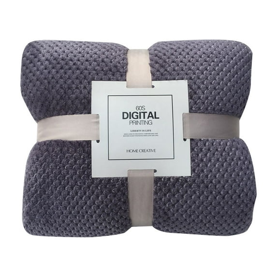 Fdelink Warm Scarf Soft Warm Plaid Fleece Bed Blanket Large Mesh Flannel Blankets Thick Breathable Blanket Purple
