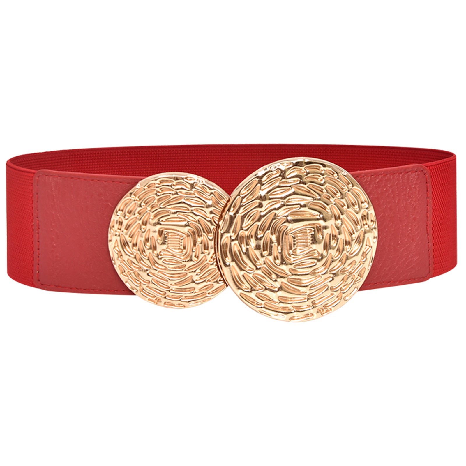 Fdelink Women Stretchy Belt for Dresses Vintage Elastic Wide Waist Belt, Waist Belt (Red