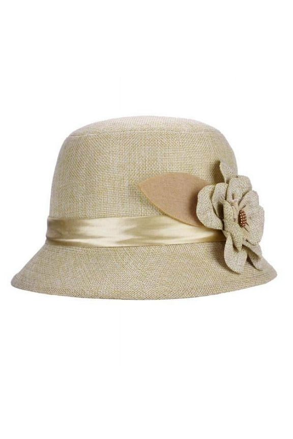 Women's Flax Flower Hat, Straw Braid, Soft and Breathable, Red