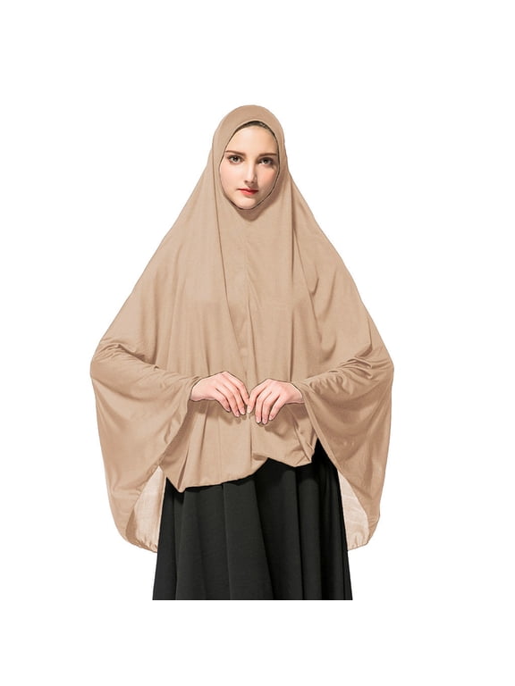 Women's Prayer Khimar Ready to Wear Long Hijab with Under Scarf, Women Scarf (Brown)