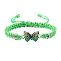 Fdelink a Bracelet Butterfly Bracelets for Teen Girls Adjustable String Butterfly Bracelets for Women Cute Butterfly Charm Bracelets Green