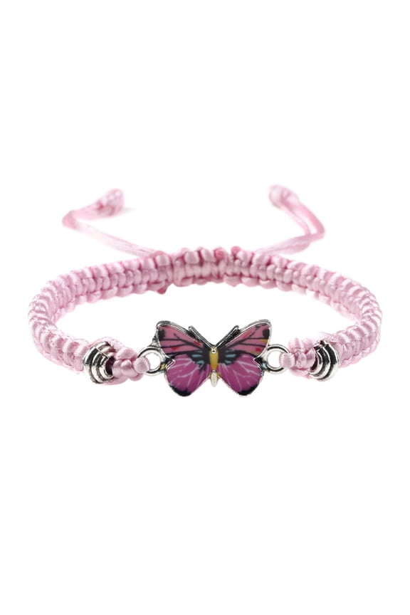 a Bracelet Butterfly Bracelets for Teen Girls Adjustable String Butterfly Bracelets for Women Cute Butterfly Charm Bracelets Pink